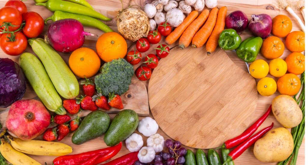 selection of fruits and vegetables